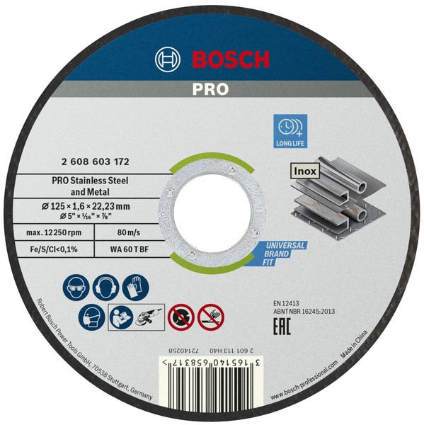 PRO Stainless Steel and Metal Trennscheibe, 125 x 1.6 x 22.23 mm, gerade