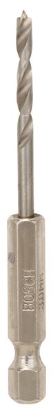 Holzspiralbohrer mit 1/4-Zoll Sechskantschaft, 3 x 33 x 74 mm
