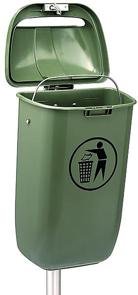 Papierkorb 50l grün Kunststoff außen mit Halterung