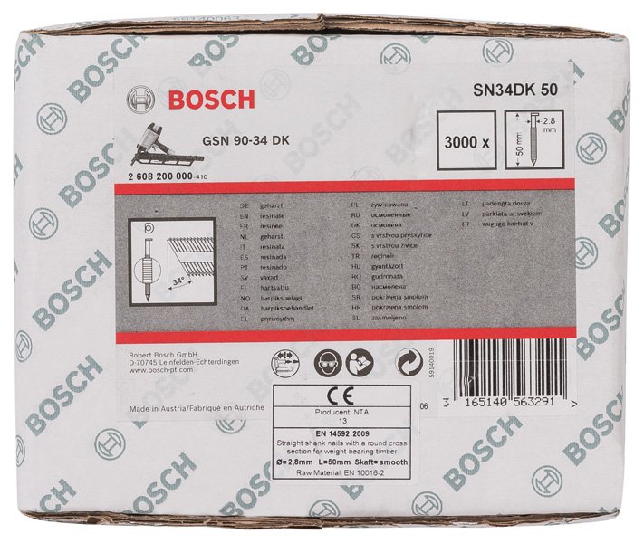 D-Kopf Streifennagel SN34DK 50, 2,8 mm, 50 mm, blank, glatt, 3000er-Pack