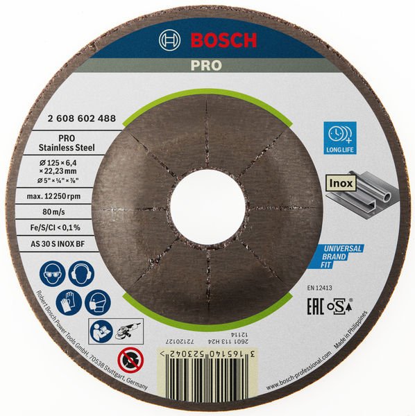 PRO Stainless Steel Schruppscheibe, 125 x 6 x 22,23 mm