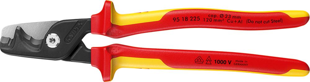 Kabelschere VDE mit Mehrkomponenten-Griffen 225mm schlanke Kopfform KNIPEX