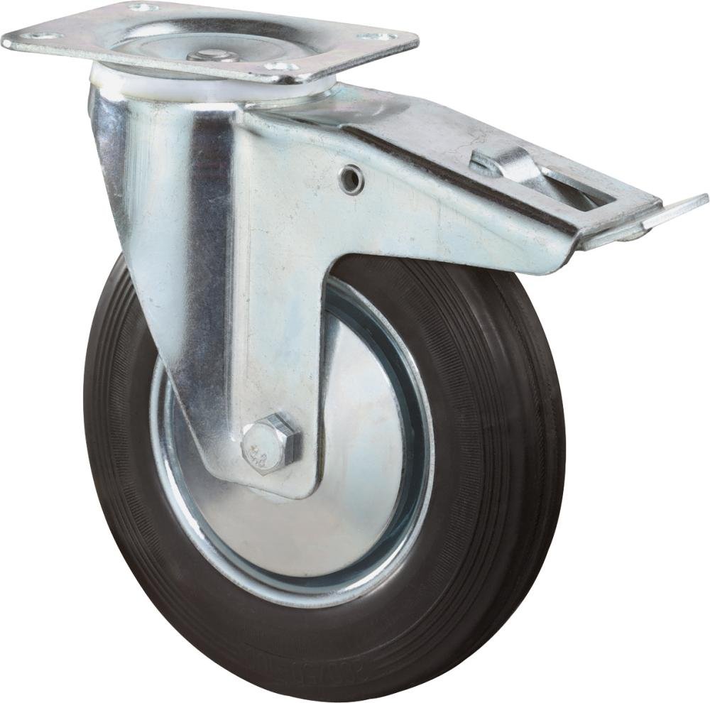 Lenkrolle 100mm L420.B55 Platte,Gummi schw.RL,FestL420.B55.101 BS ROLLEN