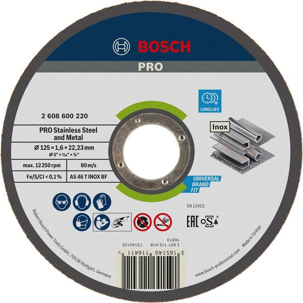 PRO Stainless Steel and Metal Trennscheibe, 125 x 1.6 x 22.23 mm, gerade, oSa