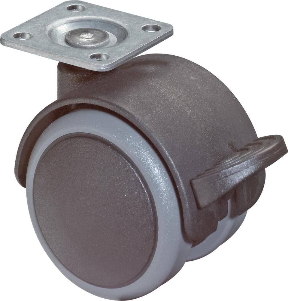 Kst.-Doppelrolle 50mm F8642x42mm Platte m.Festst. F86.050.PL