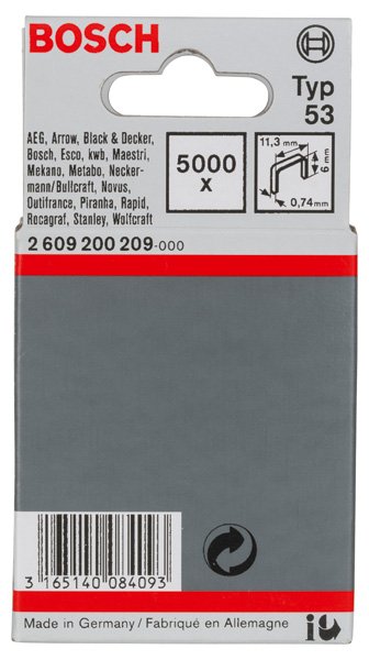 Feindrahtklammer Typ 53, 11,4 x 0,74 x 6 mm, 5000er-Pack