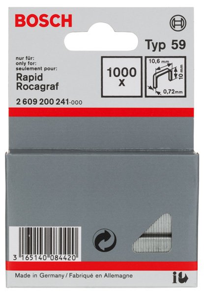 Feindrahtklammer Typ 59, 10,6 x 0,72 x 10 mm, 1000er-Pack