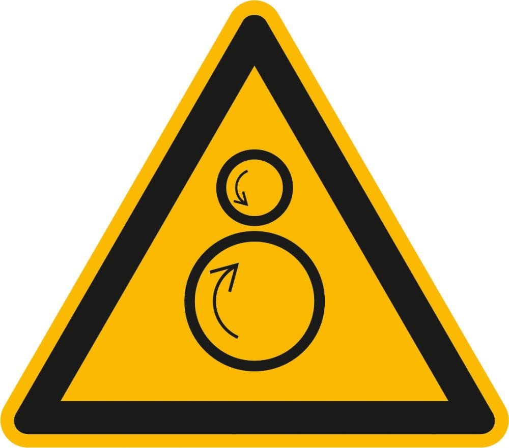 Warnschild Aluminium SL 100 mm Warnung vor gegenläufigen Rollen SafetyMarking