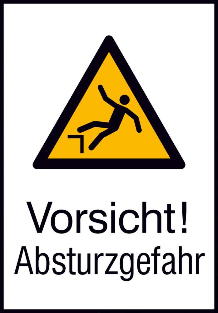 Warnschild Aluminium B262xH371 mm Vorsicht Absturzgefahr