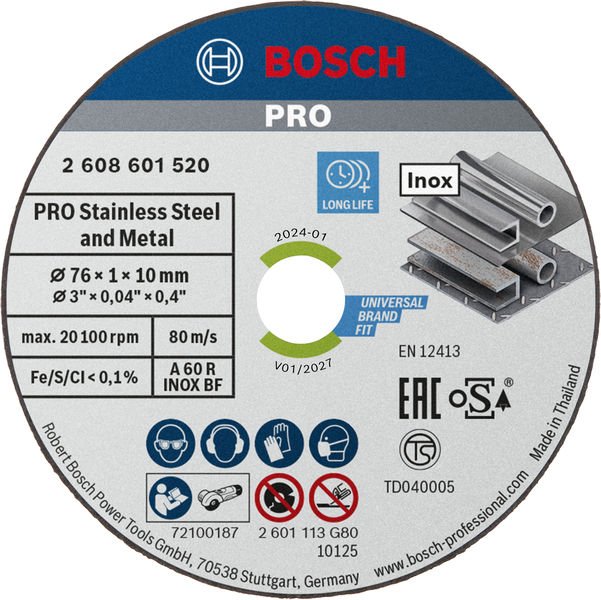 PRO Stainless Steel and Metal Gebundene Trennscheibe, 76 x 1 x 10 mm