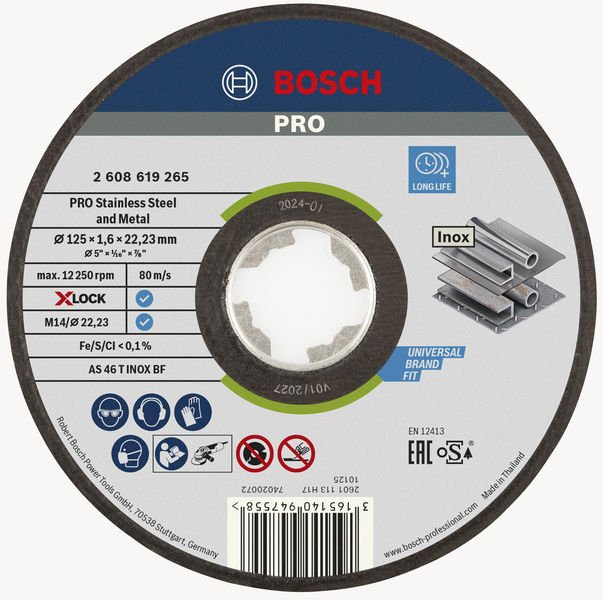 PRO Stainless Steel and Metal X-Lock Trennscheibe, 125 x 1.6 x 22.23 mm, gerade