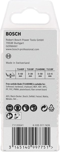 15‑tlg. Stichsägeblatt-Set für Holz und Metall, T-Schaft