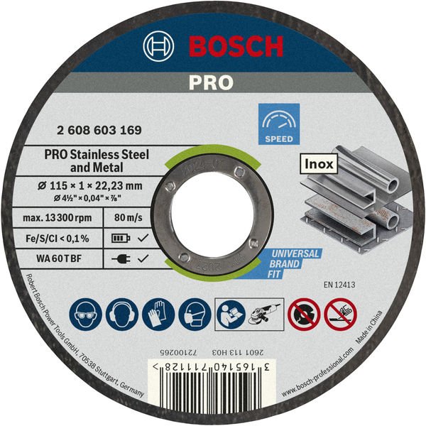 PRO Stainless Steel and Metal Trennscheibe, 115 x 1 x 22.23 mm, gerade, 10-tlg.