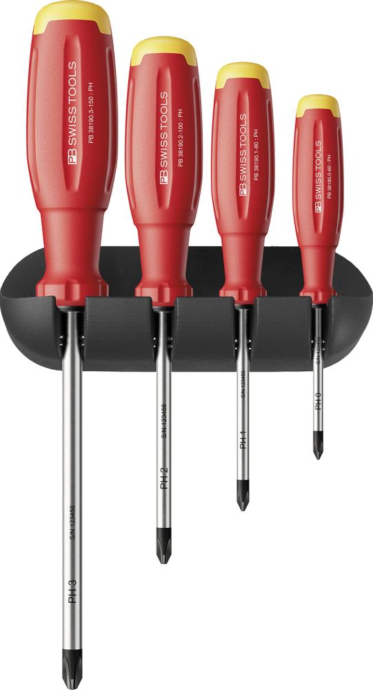 Schraubendreher-Satz 4-teilig PH im Wandhalter SwissGrip EVO PB Swiss