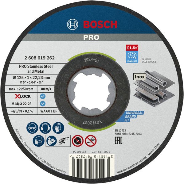 PRO Stainless Steel and Metal X-Lock Trennscheibe, 125x1x22.23 mm, gerade, 10tlg
