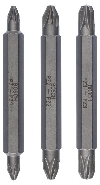 Doppelklingenbit-Set, 3-teilig, PZ1, PZ1, PZ2, PZ2, PZ3, PZ3, 60 mm