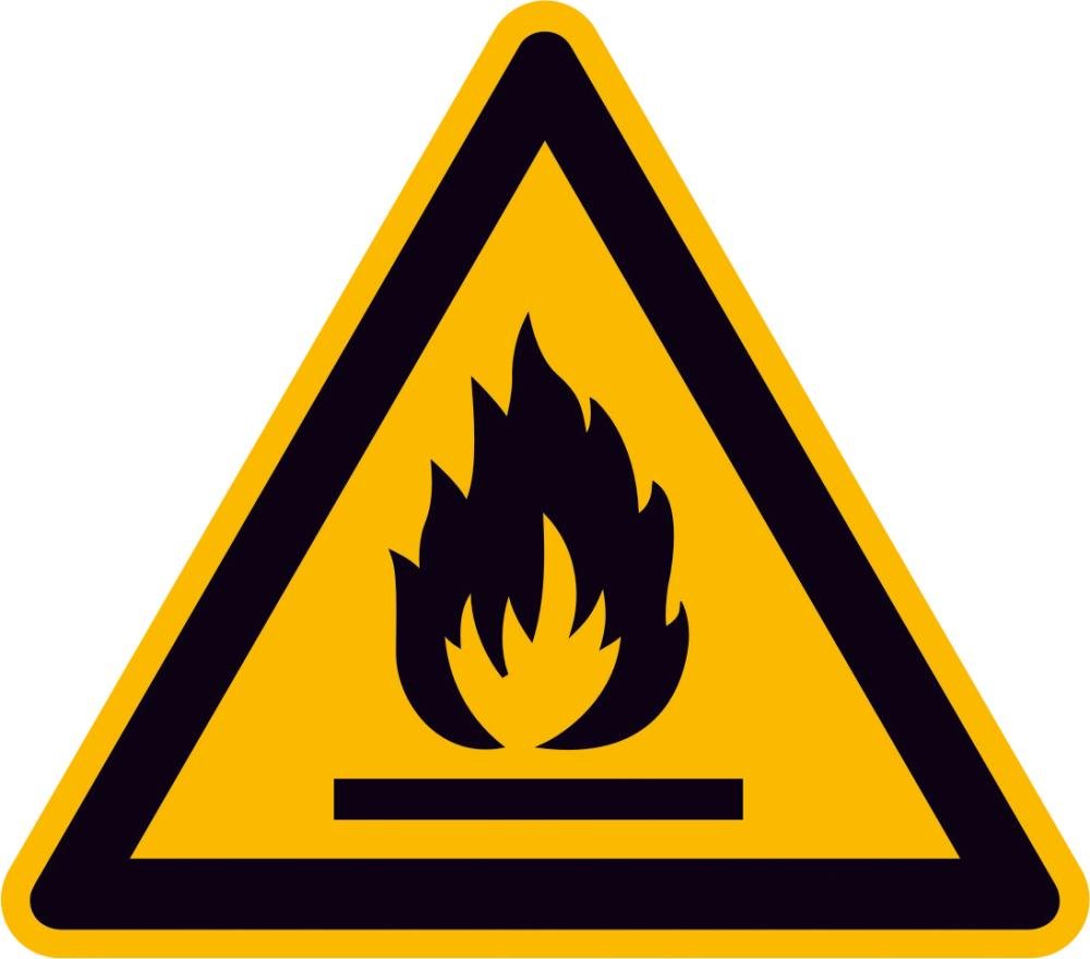 Warnschild Aluminium SL 200 mm Warnung vor feuergefährlichen StoffenSafetyMarking