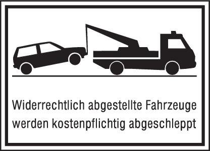 Parkverbotsschild Alu B400xH250 mm Unberechtigt abgestellte Fahrzeuge w. abgeschleppt