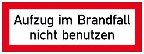 Brandschutzschild Folie B148xH52 mm Aufzug im Brandfall n.b. langnachleuchtend