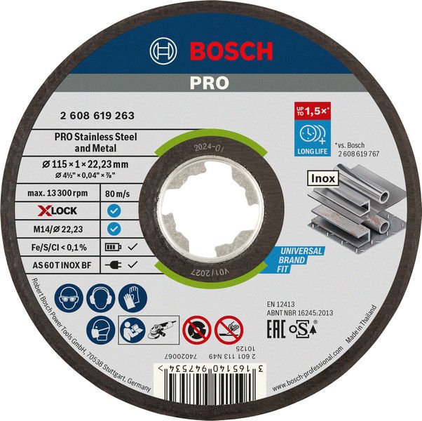 PRO Stainless Steel and Metal X-Lock Trennscheibe, 115 x 1 x 22.23 mm, gerade