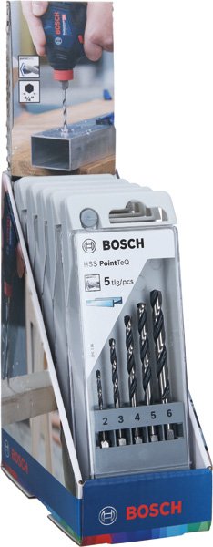 HSS PointTeQ Sechskantbohrer-Set in Schaukasten, 5-tlg., 2–6 mm