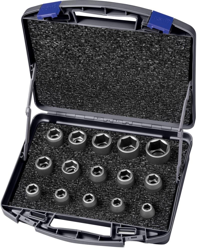Kraft- Steckschlüssel-Satz 1/2" 15-teilig ASW