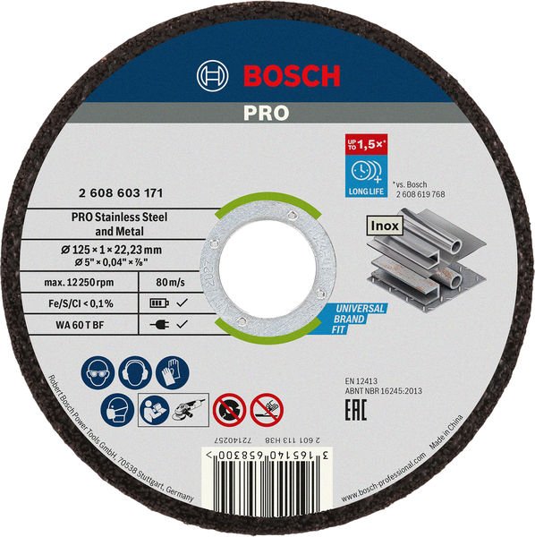 PRO Stainless Steel and Metal Trennscheibe, 125 x 1 x 22.23 mm, gerade