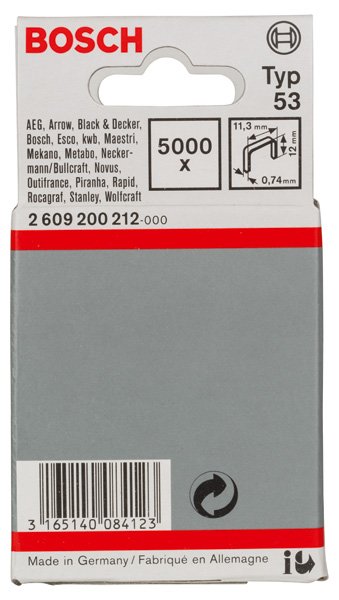 Feindrahtklammer Typ 53, 11,4 x 0,74 x 12 mm, 5000er-Pack