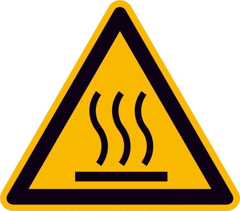 Warnschild Aluminium SL 100 mm Warnung vor heißer Oberfläche SafetyMarking
