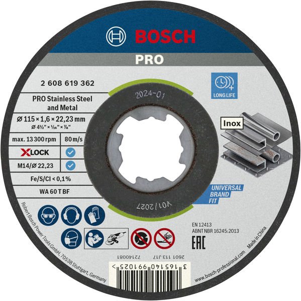 PRO Stainless Steel and Metal X-Lock Trennscheibe, 115 x 1.6 x 22.23 mm, gerade