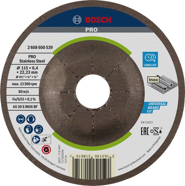 PRO Stainless Steel Schruppscheibe, 115 x 6 x 22,23 mm