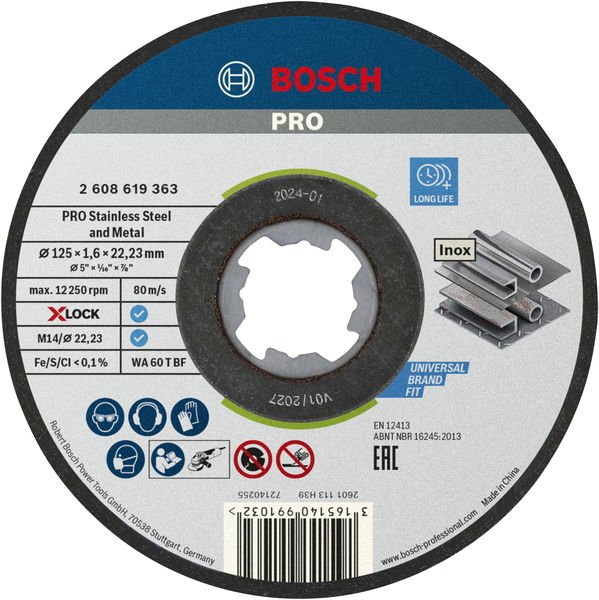 PRO Stainless Steel and Metal X-Lock Trennscheibe, 125 x 1.6 x 22.23 mm, gerade