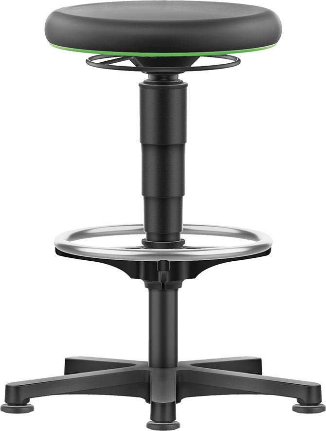 Drehhocker Skintec Sitzhöhe 530 - 750 mm mit Gleiter und Fußring