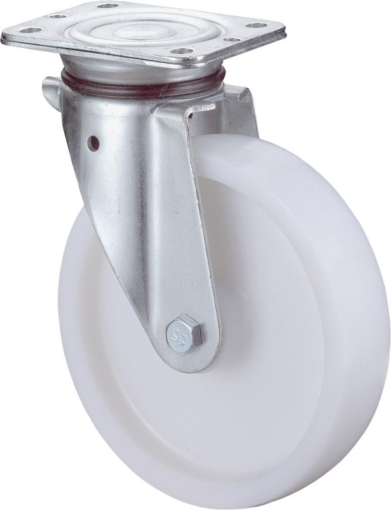 Lenkrolle 100mm N100.B10 Platte,Kst.weiß,RL N100.B10.102 BS ROLLEN