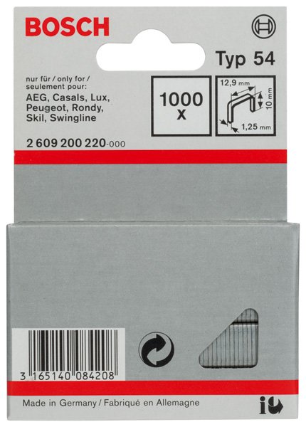 Flachdrahtklammer Typ 54, 12,9 x 1,25 x 10 mm, 1000er-Pack