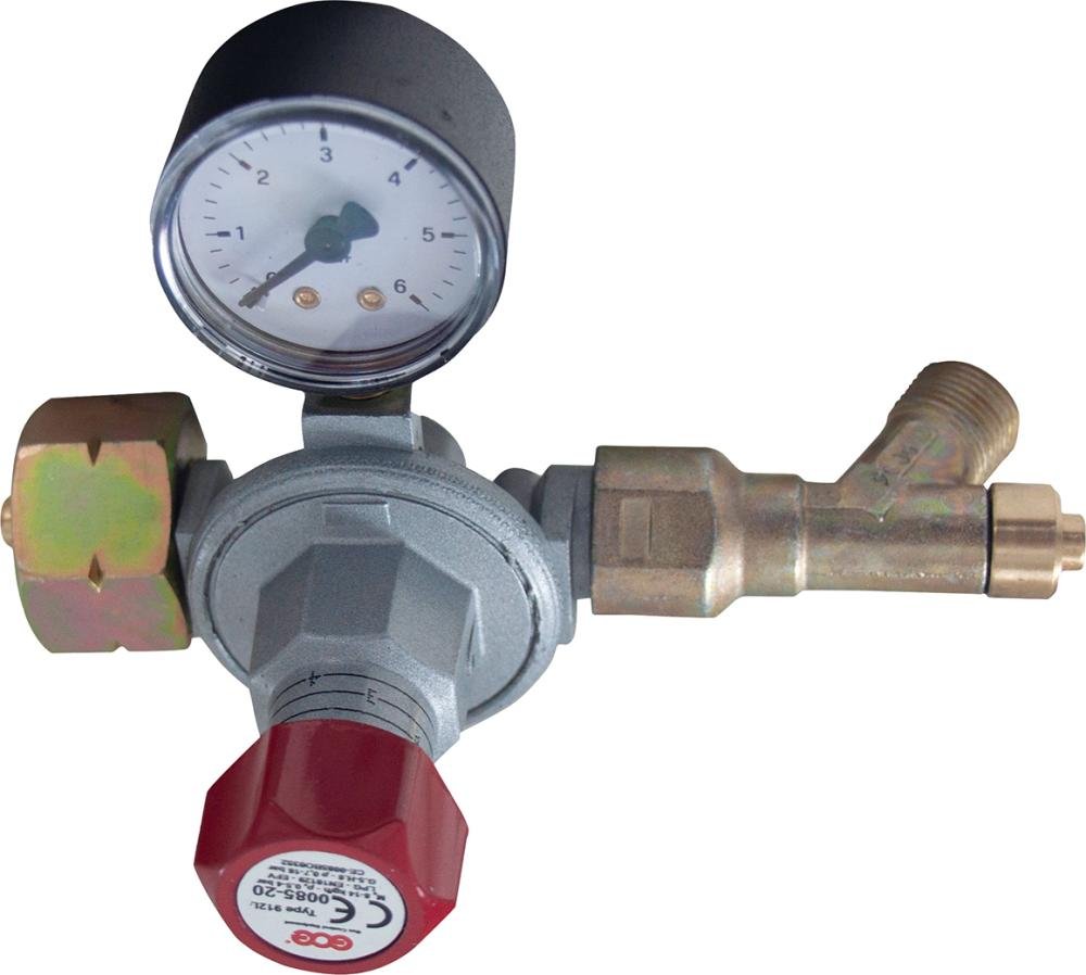 Regler für Propanflaschen5/11/33kg mit Manometer Gasdruck 0,5-4bar GCE
