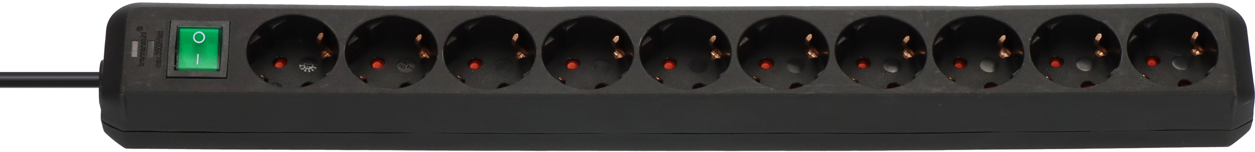 Eco-Line Steckdosenleiste mit Schalter 10-fach schwarz 3m H05VV-F 3G1,5