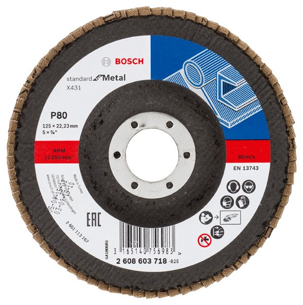 Fächerschleifscheibe X431 Standard for Metal, gerade, 125 mm, 80, Glasgewebe
